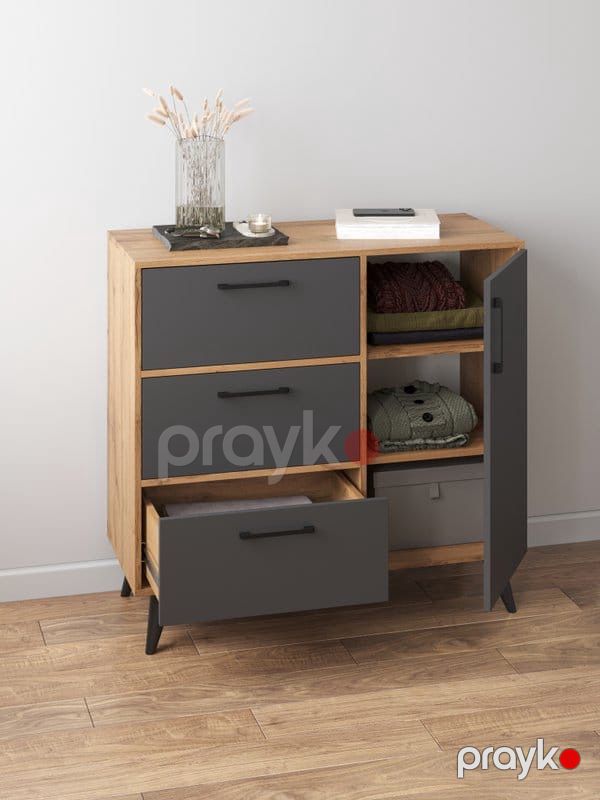 Komod mv_13900305, laminat/LDSP, antrasit/qəhvəyi, 95x42x100 sm — Mallar, Bakı (2)