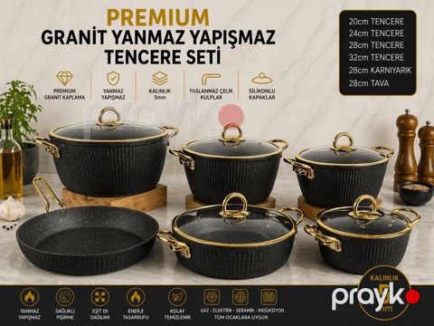 Qab-qacaq dəst Eviz 028, bioqranit, qara, 11 parça — Bakı