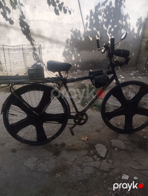 Yük daşımaq üçün modifikasiya olunmuş elektrik velosipedi — Bakı