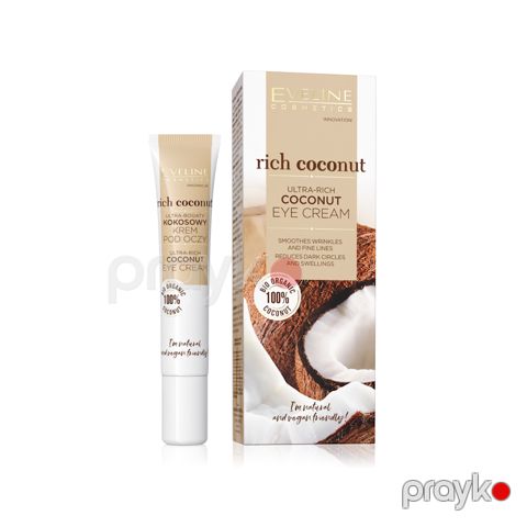 Krem göz ətrafının dərisi üçün kokos ekstraktı ilə Eveline Ultra Rich Coconut Eye Cream 20 ml — Bakı