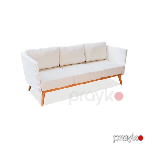 Bağ divanı Skyline Design POB Sofa, White Wash Teak rəng, təbii tik ağacı, geniş oturacaq sahəsi, rahat dizayn - 23143 — Bakı