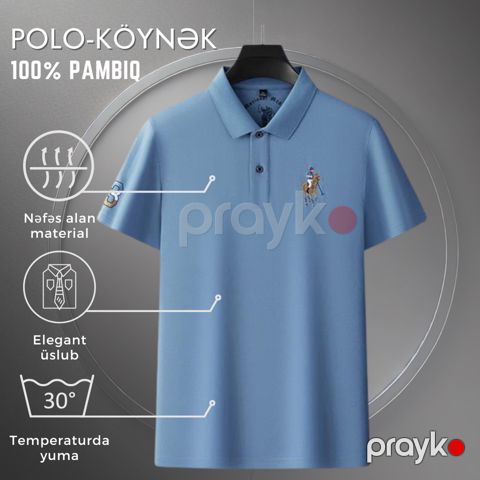 Kişilər üçün polo EB_1061, mavi, pambıq, ölçü XL — Bakı