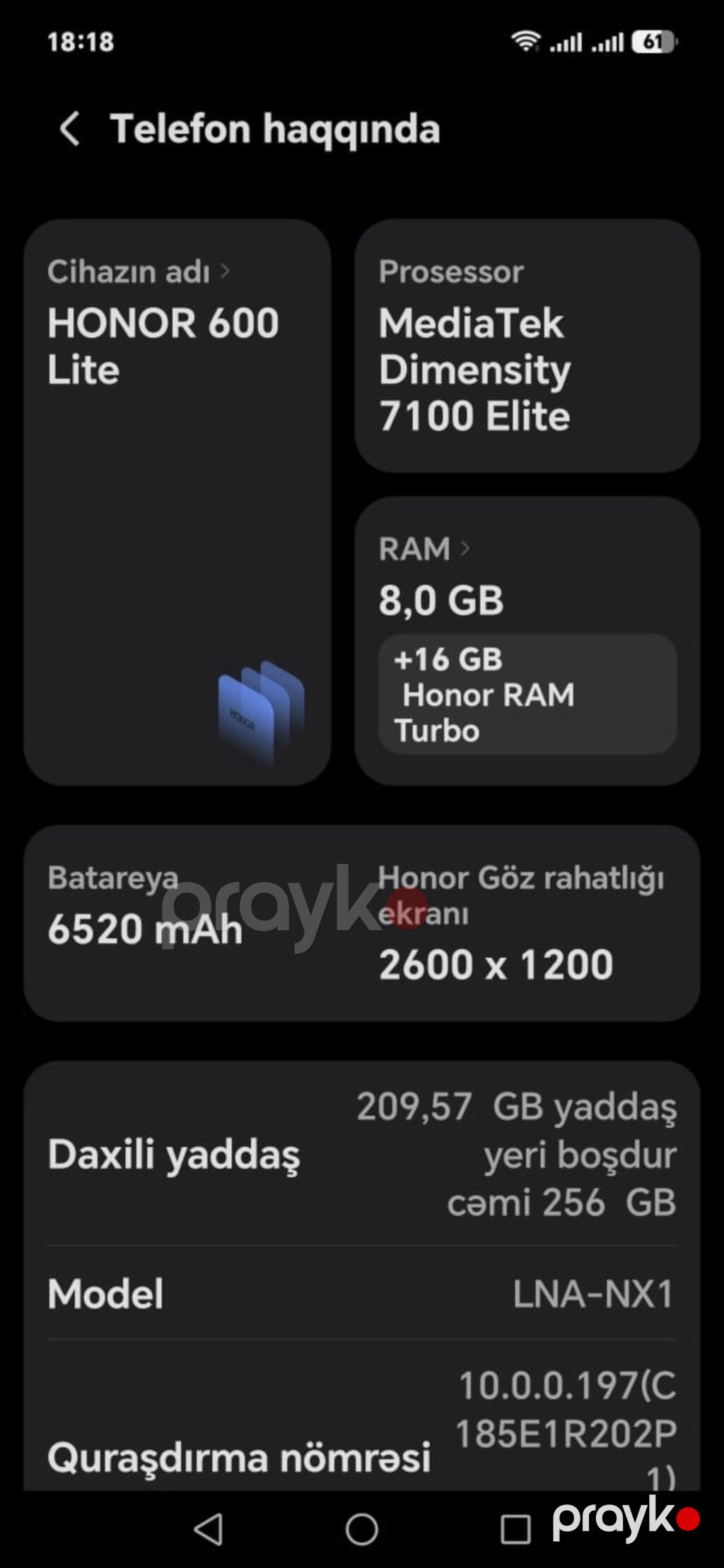 Honor 256 GB, Barmaq izi — Honor, Sumqayıt (2)