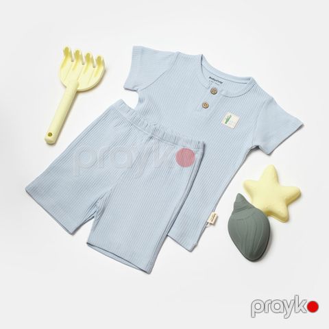 Oğlanlar üçün şortlu dəst BabyCosy CSYB9043, mavi, bambuk lifi/pambıq, ölçü 3-6 ay — Bakı