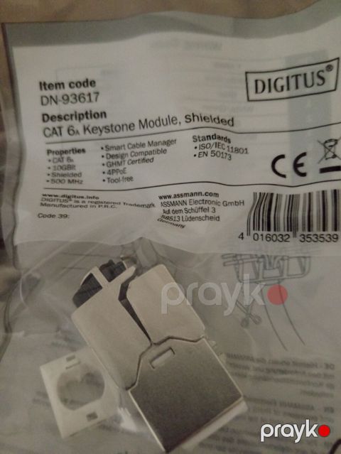 Dıgıtus DN-93617 – ekranlı Keystone modul (CAT 6A) - Təyinat: şəbəkə — Sumqayıt