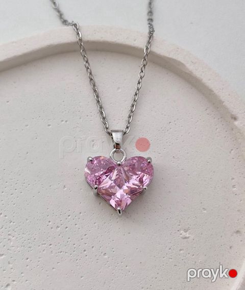 Boyunbağı ürək çəhrayı daşlı 503 polad — Bakı