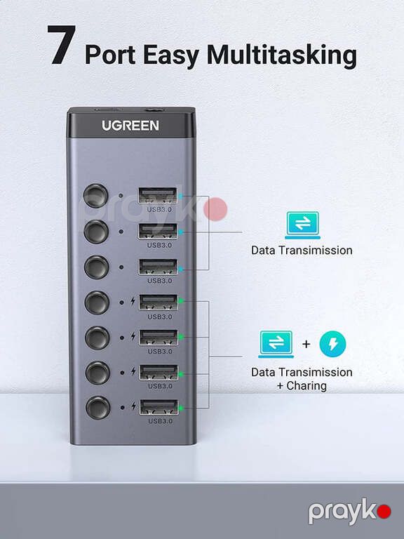 7 Girişli USB 3.0 hub "ugreen 90307 (CM481)" — Periferik cihazlar, Bakı (4)