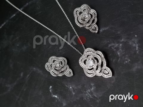 Bijuteriya dəsti boyunbağı və sırğa WE302402-0015S, bijuteriya ərintisi — Bakı