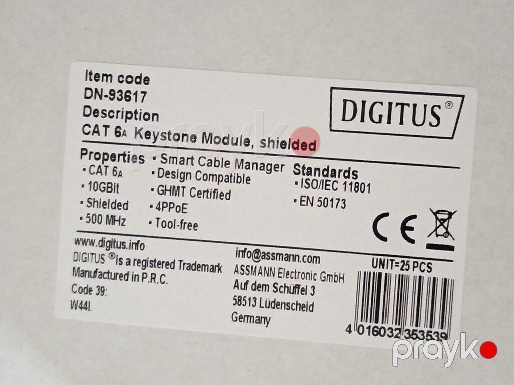 Dıgıtus DN-93617 – ekranlı Keystone modul (CAT 6A) - Təyinat: şəbəkə — Şəbəkə və server avadanlığı, Sumqayıt (5)