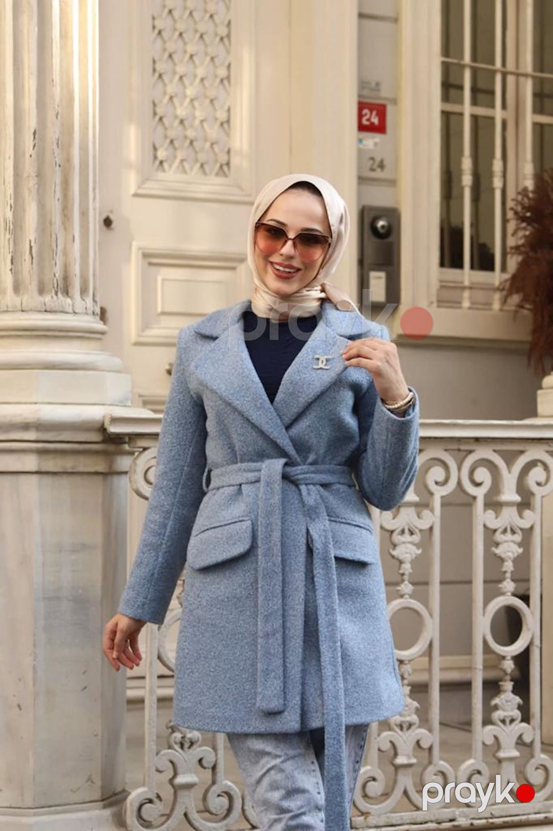 Qadınlar üçün fəsillərarası palto Dessen 2082-1010, mavi, polyester/elastan, ölçü 42 — Mallar, Bakı (2)