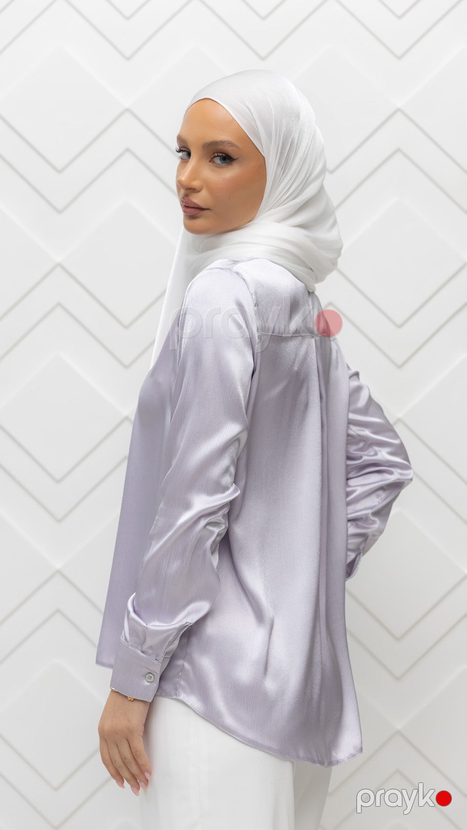 Uzunqol köynək Khinali, bənövşəyi, ipək, ölçü 40 — Mallar, Bakı (3)