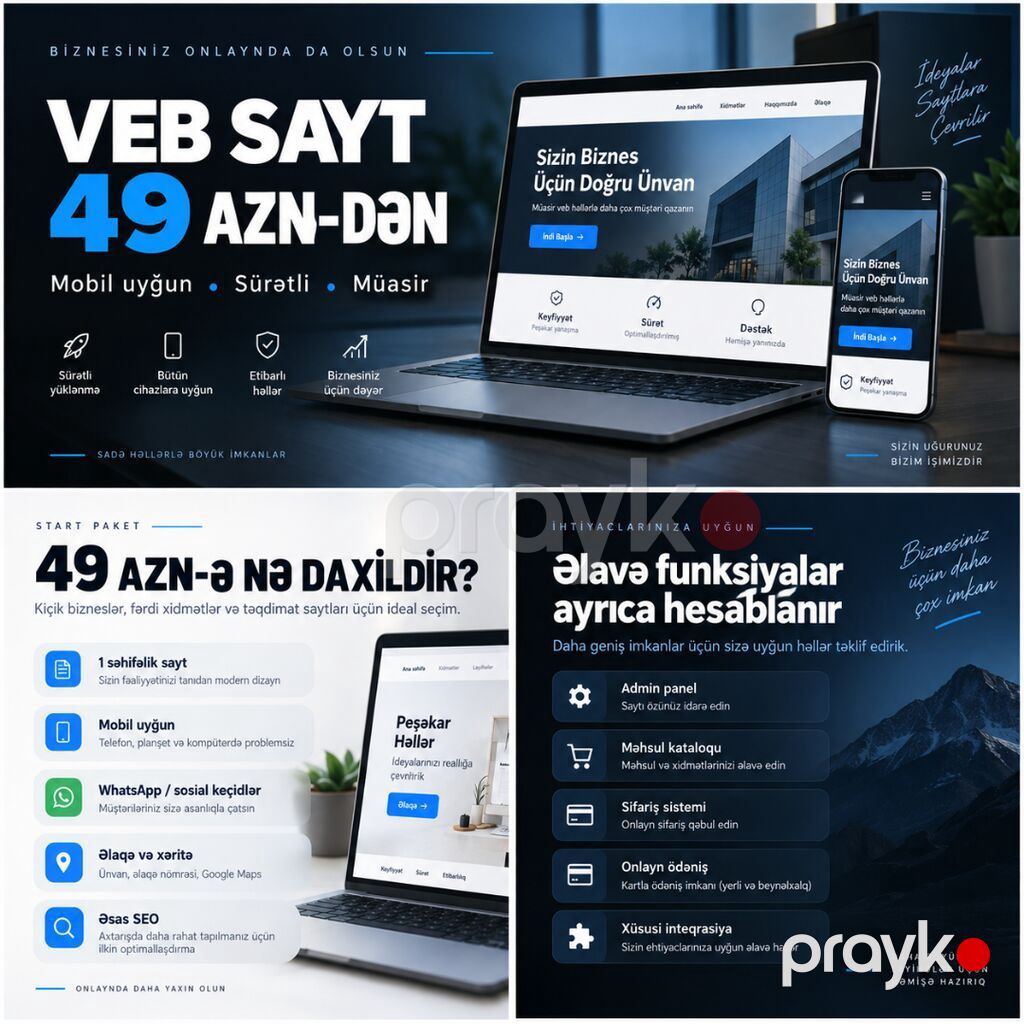 Veb sayt hazırlanması - 49 AZN-dən Kiçik bizneslər və fərdi xidmət — Vebsayt və tətbiqlərin yaradılması, Bakı (2)