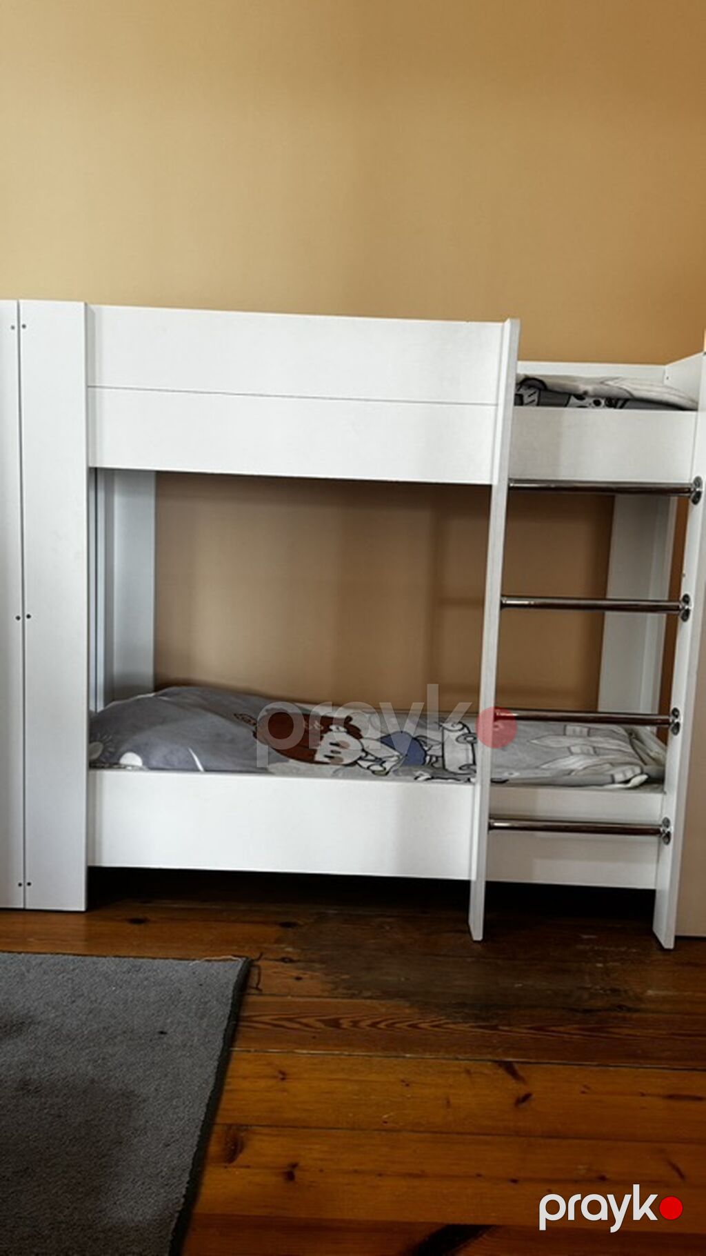 Ağ rəngli iki mərtəbəli uşaq çarpayısı (bunk bed) - Material: ağ — Yataqlar, Bakı (3)