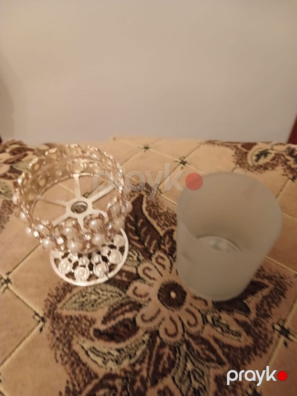 Bəzəkli şam şamdanları dəsti (2 ədəd) - Material: buzlu şüşə giliz və — Eviniz üçün ətirləri, şamlar və şam tutacaqları, Bakı (2)