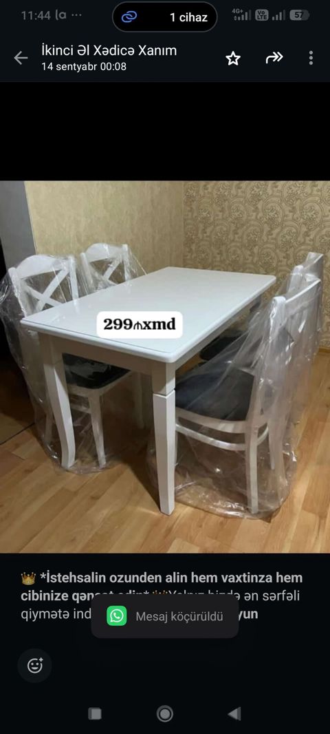 İstehsalin ozunden alin hem vaxtinza hem cibinize qənaət edin — Aişə Xanım — Masalar və stullar