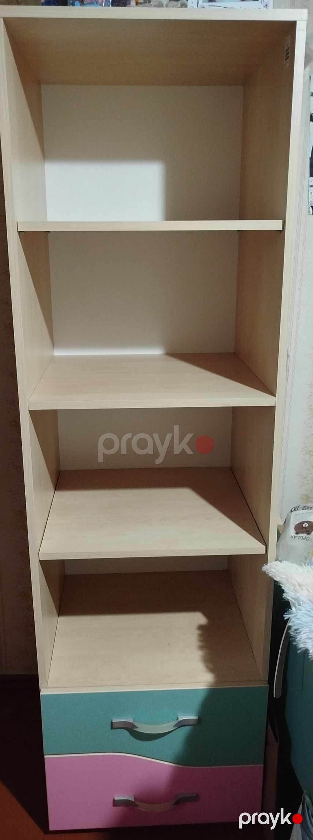 Rəf və çekmecəli kitab şkafı - Material: laminat/LDSP ağac teksturalı — Rəflər, Bakı (2)