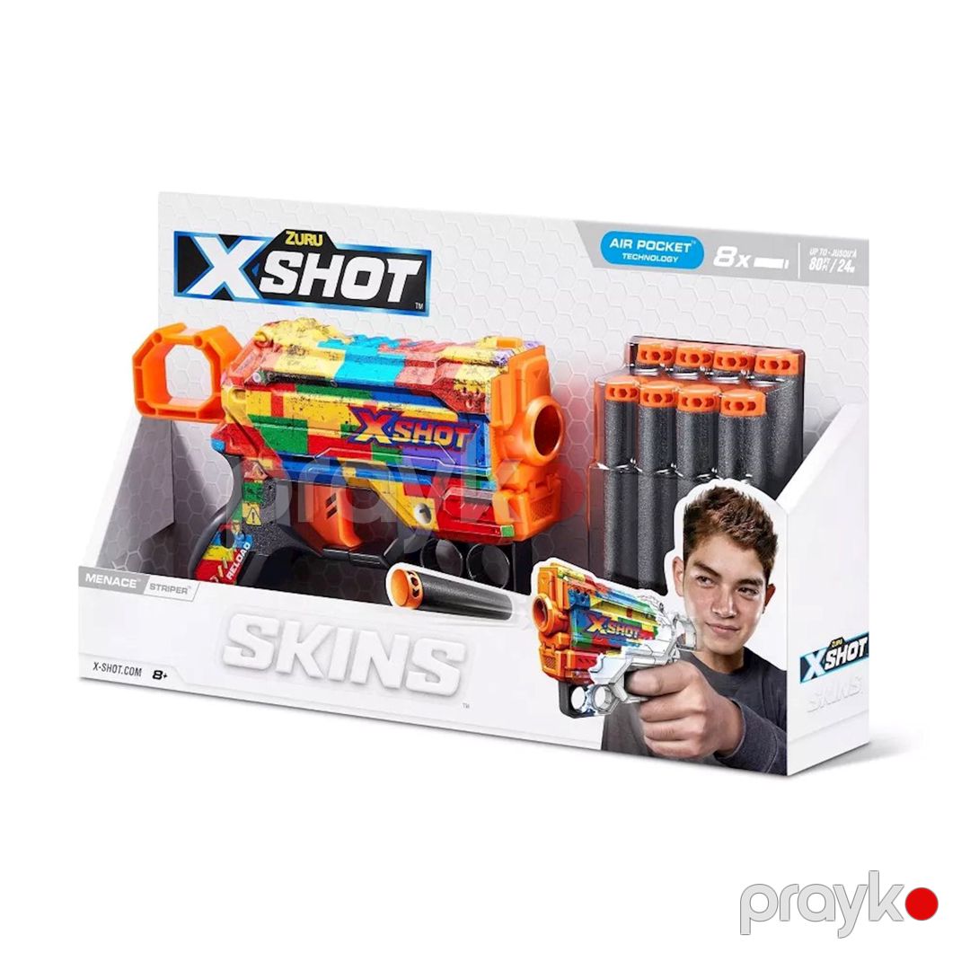 Blaster Zuru X-Shot Skins Menace Striper, 8 darts, 8+, rəngbərəng — Mallar, Bakı (2)