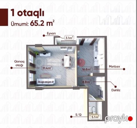 Satılır 2 otaqlı yeni tikili 65.2 m² — Bakı
