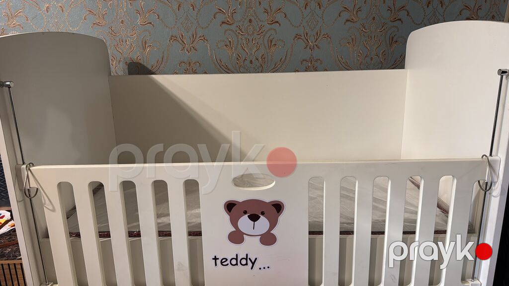 Uşaq beşiyi – “Baby Mood Teddy” modeli - Rəng: ağ və bej tonları - Ön — Bəşikləri, Bakı (3)