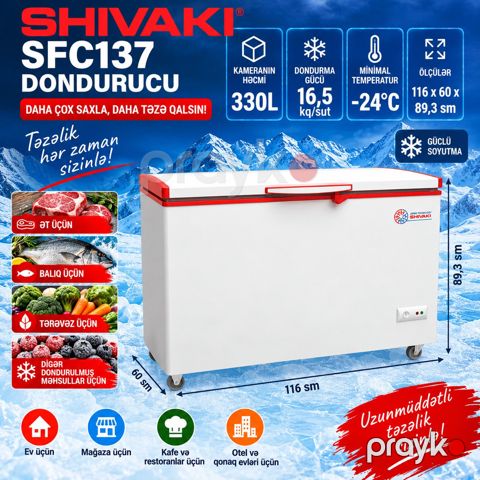 Shıvakı SFC137 dərin dondurucu 330 L — Bakı