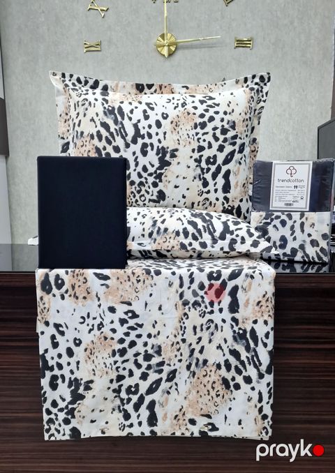 Yataq dəsti Trendcotton, yorğan üzü 200x220 sm, mələfə 240x260 sm, yastıq üzü 50x70 sm (2 əd), ikinəfərlik, pambıq, qara/ağ — Bakı
