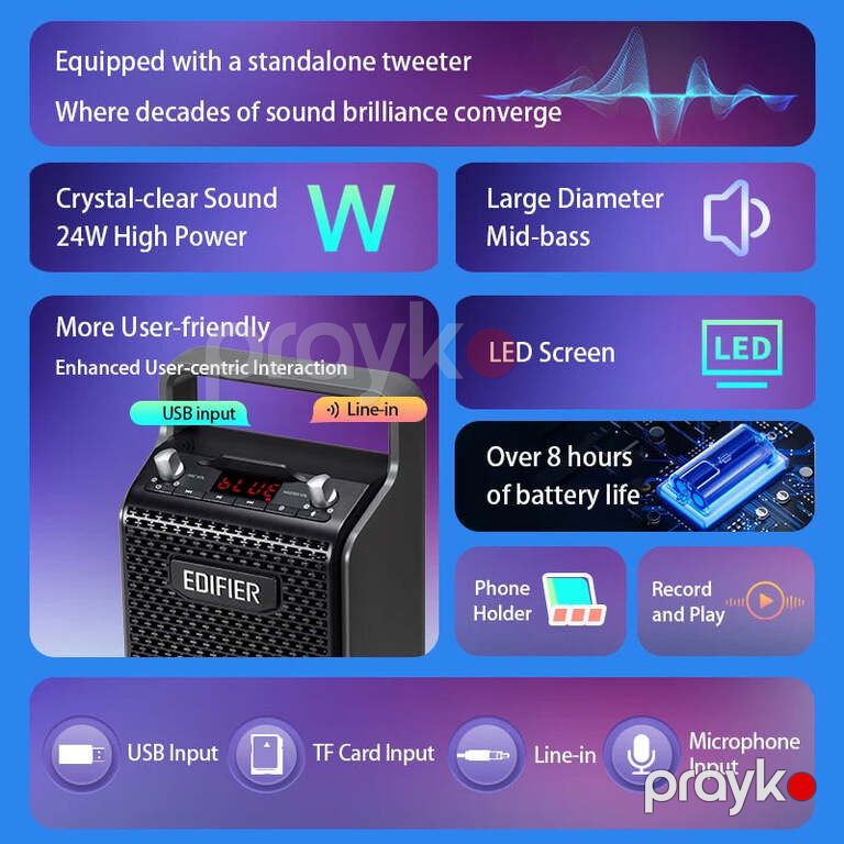 Portativ karaoke bluetooth dinamiki "Edifier PP205" — Səs texnikası, Bakı (5)