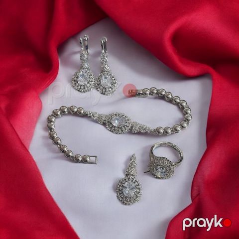 Bijuteriya dəsti kulon, qolbaq, sırğa və üzük FC-0191 — Bakı