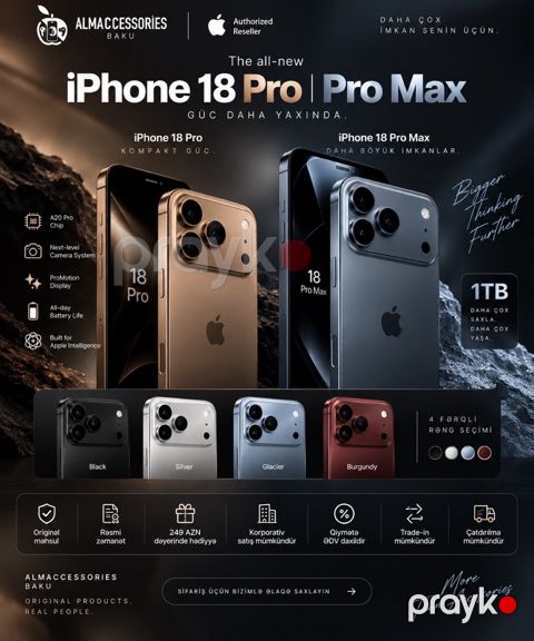Apple iPhone 18 Pro Max Glacier 1TB/12GB — Bakı