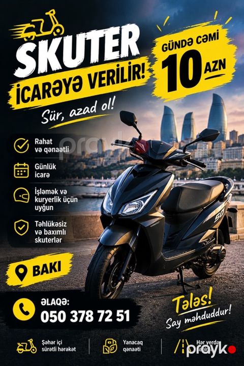 Skuter icarəsi – Bakı - Gündə cəmi 10 AZN - Rahat və qənaətcil — Bakı