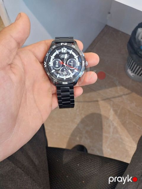 Ağıllı saat – qara metal korpus və metal qolbaq, dairəvi toxunma — Bakı