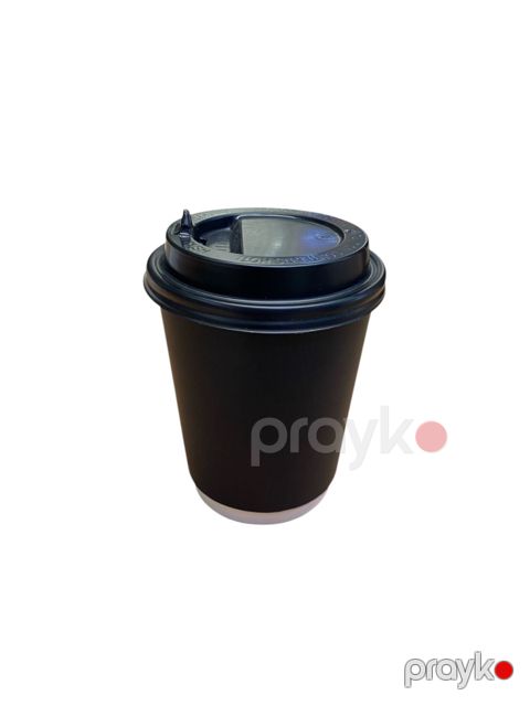 Birdəfəlik qab dəsti Loyal Packing, qara, ikiqat divarlı, 8 oz stəkan (25 əd), 8 oz qapaq (25 əd) — Bakı