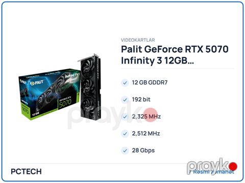 Palit GeForce RTX 5070 Infinity 3 12GB (NE75070019K9-GB2050S) — Bakı