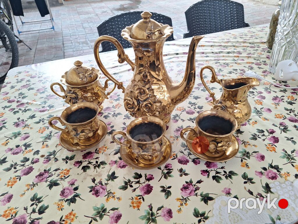 Qəhvə dəsti, rəng - Bej, Keramika, Hisar, 6 nəfərlik, Azərbaycan — Süfrə qabı, Gəncə (3)