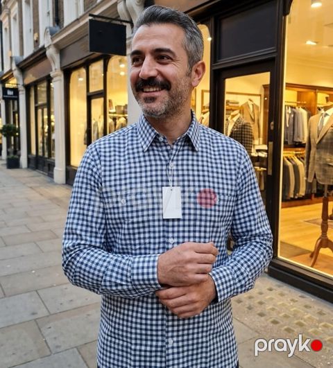 Kişilər üçün uzunqol köynək 95606410, pambıq, mavi, ölçü 4XL — Bakı