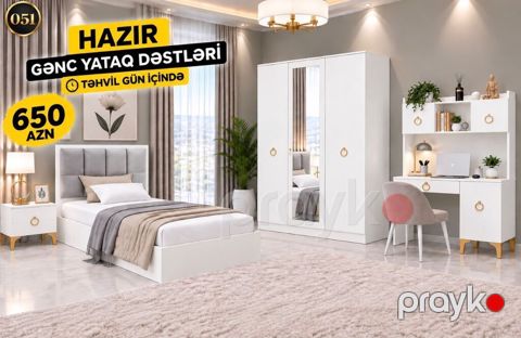 Hazır gənc yataq dəsti – təhvil gün içində. Qiymət: 650 AZN. Dəst — Bakı