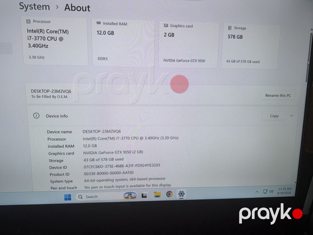 RGB işıqlanmalı oyun/ofis stolüstü PC Texniki göstəricilər — Masaüstü kompüterlər, Bakı (4)