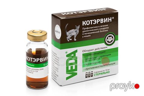 Fito preparat Veda "Котэрвин" pişiklərdə uroloji sindromun qarşısının alınması və müalicəsi üçün, 3 flakon, 10 ml — Bakı