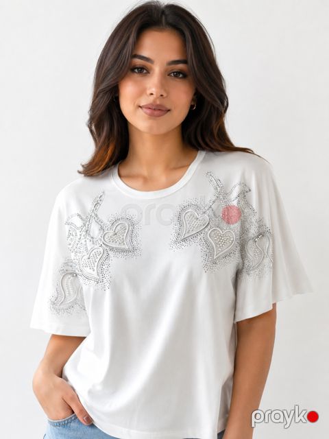 Qısaqol bluz, Ağ, Viskoz, Ölçü 48 — Bakı