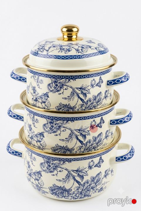 Qazan dəsti 4484, qapaqlı, çuqun, 2000 ml, 3000 ml, 5000 ml, 18 sm, 22 sm, 24 sm — Bakı