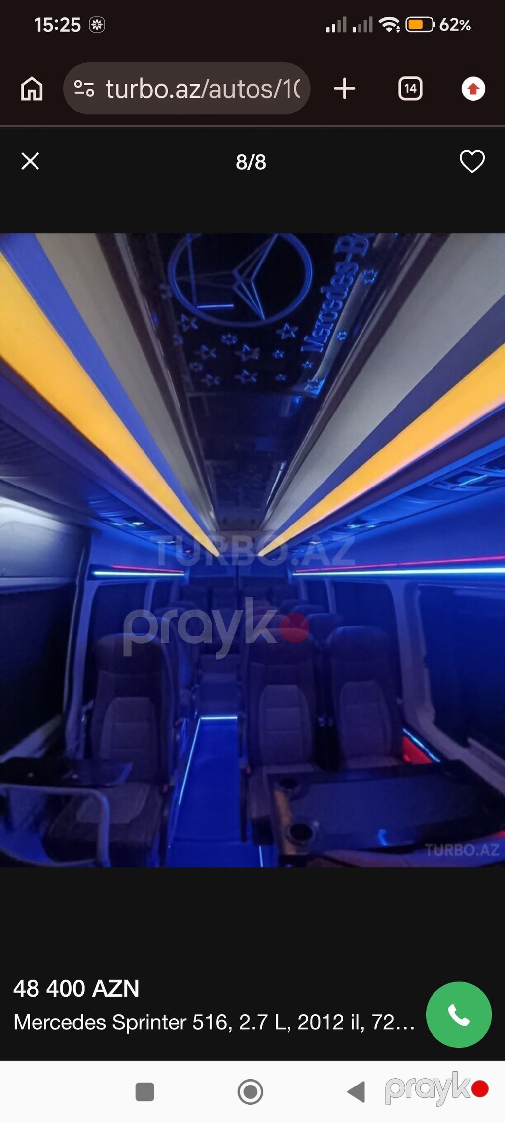 Mercedes-Benz Sprinter: 2.7 l 2012 il Mikroavtobus — Avtomobillər, Tovuz (8)