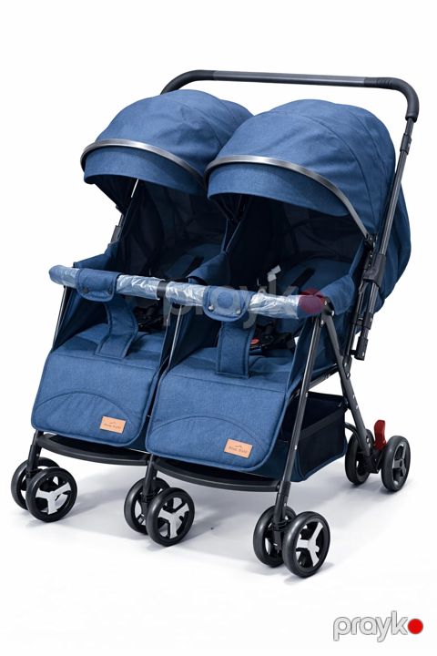 Uşaq arabası Twin Double Stroller VP_088, göy — Bakı