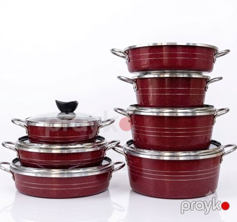 Qab-qacaq dəsti Blacker, qranit, qırmızı, 13 parça — Bakı