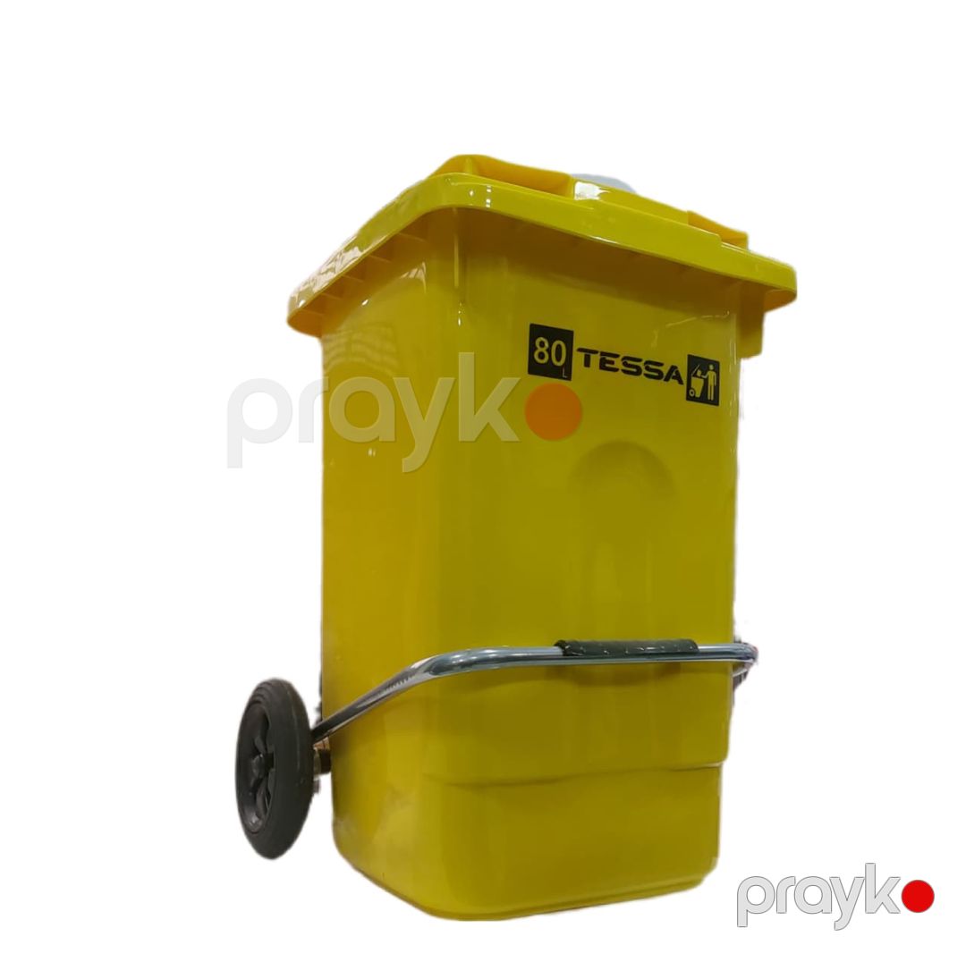 Zibil qabı Tessa, pedallı və təkərli, 80 l, sarı — Mallar, Bakı (2)