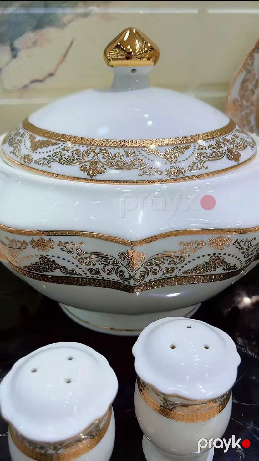 Süfrə qab-qacaq dəsti Essen, farfor, ağ/qızılı, 12 nəfərlik, 118 parça — Mallar, Bakı (3)
