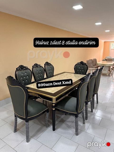 Klassik üslubda yemək otağı dəsti – 1 masa + 8 stul - Masa — Bakı