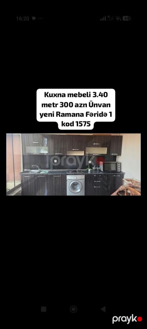 Kuxna mebeli 3.40 metr 300 azn Ünvan yeni Ramana Fəridə 1 kod 1575 — Digah