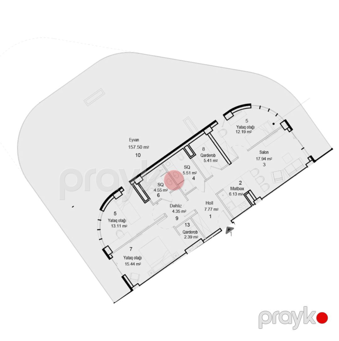 Satılır 4 otaqlı yeni tikili 265.2 m² — Mənzil, Bakı (7)