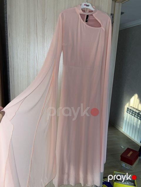 Zərif şifon uzun don – açıq şaftalı rəngi - Model: maxi uzunluqda — Novxanı