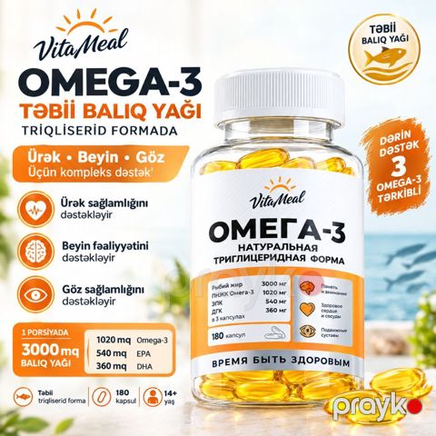 VitaMeal Omega-3 – Təbii Triqliserid Formada Balıq Yağı Məhsul — Bakı