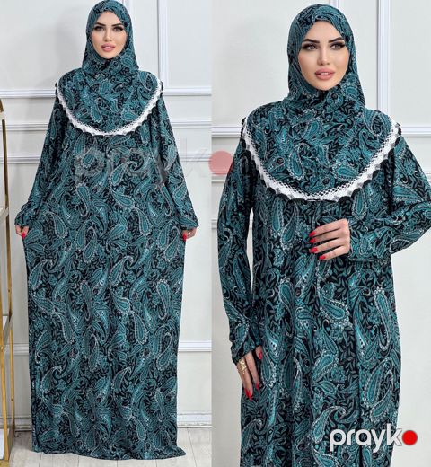 Qadın dini geyimi, yaşıl, trikotaj, ölçü 6XL — Bakı